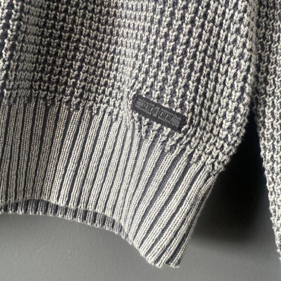 Hudson Men’s Knit Sweater Small Textured Waffle Weave Pullover Neutral Gray - Picture 4 of 12